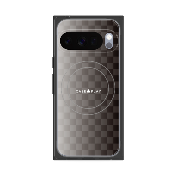 プレミアムスクエアケース with Pixelsnap［ CASEPLAY Check - Black ］