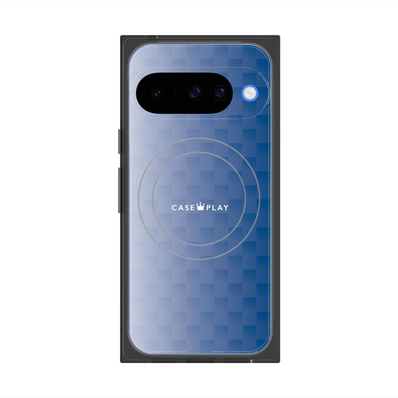 プレミアムスクエアケース with Pixelsnap［ CASEPLAY Check - Blue ］