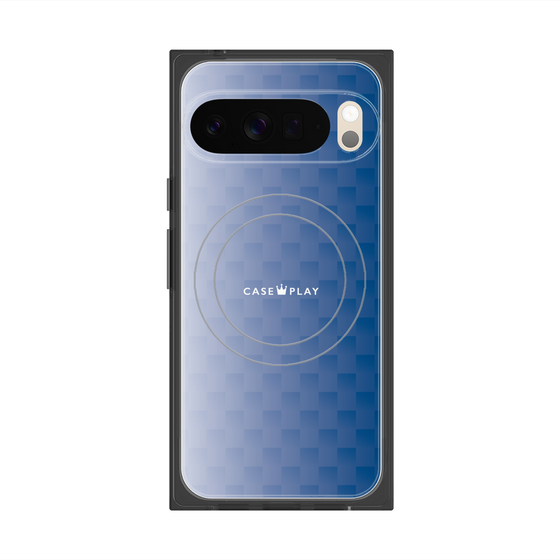 プレミアムスクエアケース with Pixelsnap［ CASEPLAY Check - Blue ］