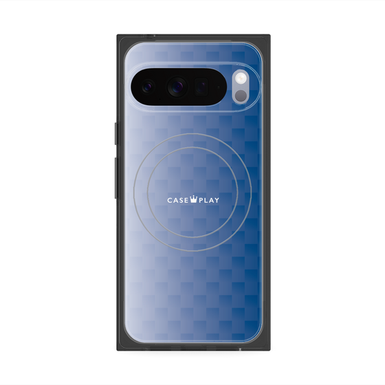 プレミアムスクエアケース with Pixelsnap［ CASEPLAY Check - Blue ］