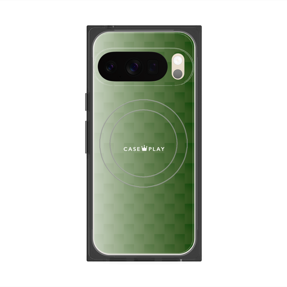プレミアムスクエアケース with Pixelsnap［ CASEPLAY Check - Green ］