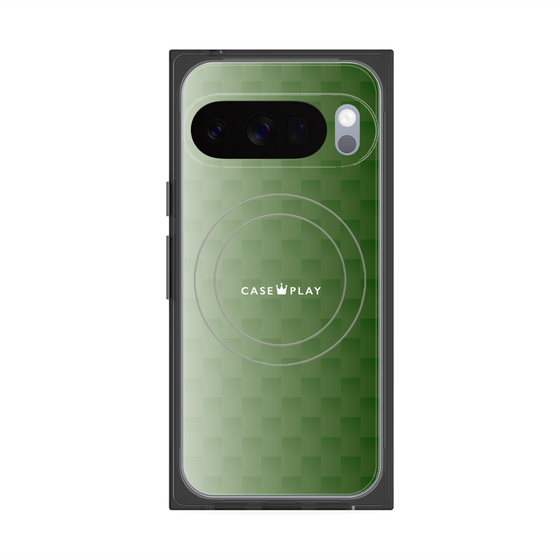 プレミアムスクエアケース with Pixelsnap［ CASEPLAY Check - Green ］