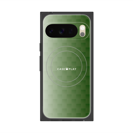 プレミアムスクエアケース with Pixelsnap［ CASEPLAY Check - Green ］