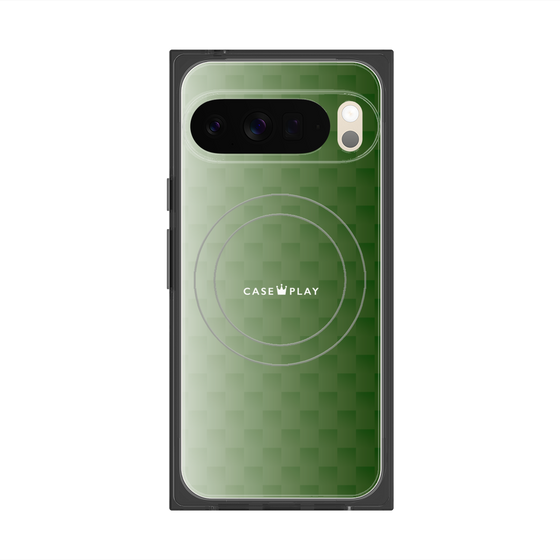 プレミアムスクエアケース with Pixelsnap［ CASEPLAY Check - Green ］