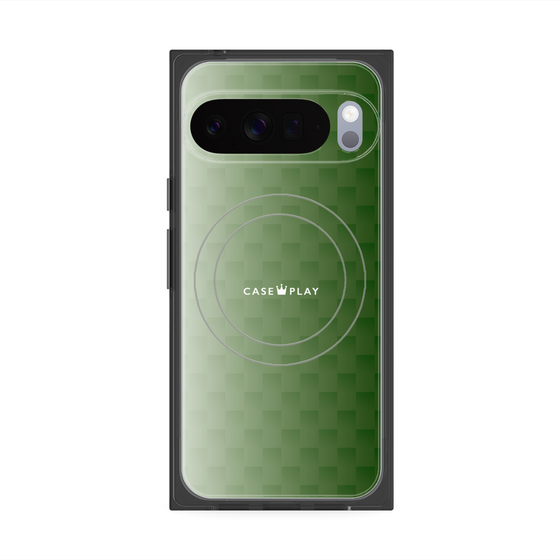 プレミアムスクエアケース with Pixelsnap［ CASEPLAY Check - Green ］