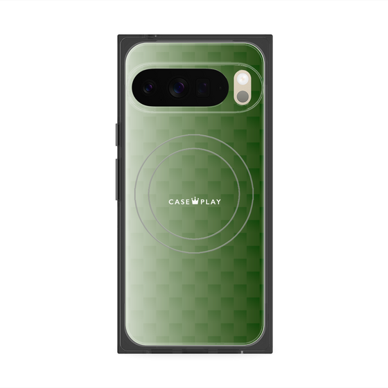 プレミアムスクエアケース with Pixelsnap［ CASEPLAY Check - Green ］