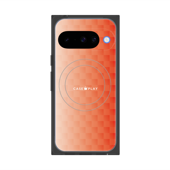 プレミアムスクエアケース with Pixelsnap［ CASEPLAY Check - Orange ］