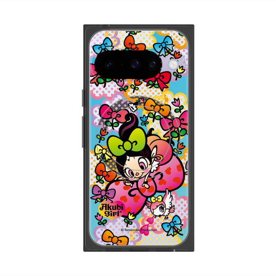 プレミアムスクエアケース with Pixelsnap［ アクビガール - フラワーリボン ］