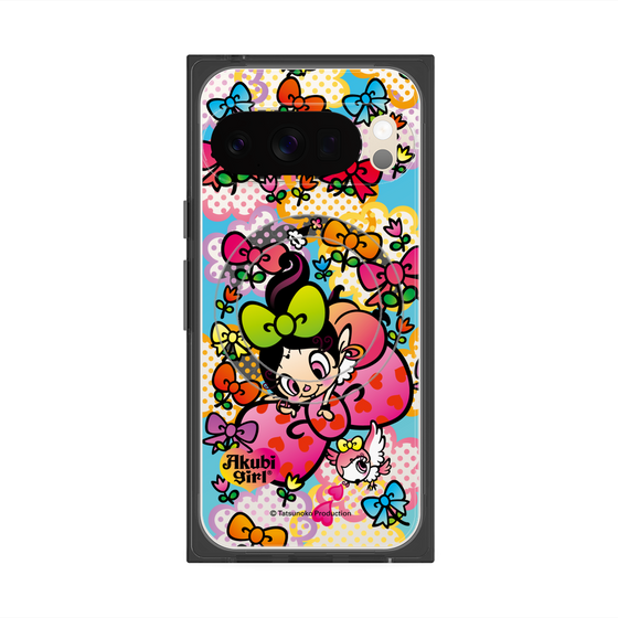 プレミアムスクエアケース with Pixelsnap［ アクビガール - フラワーリボン ］