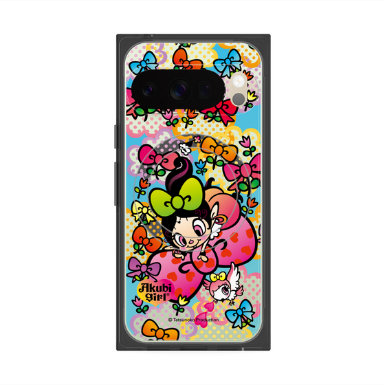 プレミアムスクエアケース with Pixelsnap［ アクビガール - フラワーリボン ］