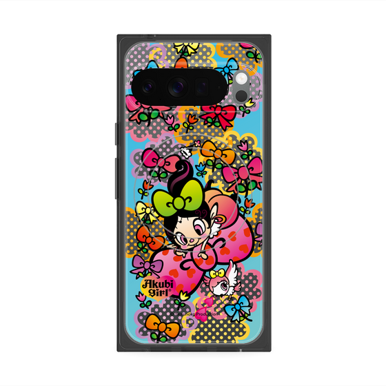 プレミアムスクエアケース with Pixelsnap［ アクビガール - フラワーリボン ］
