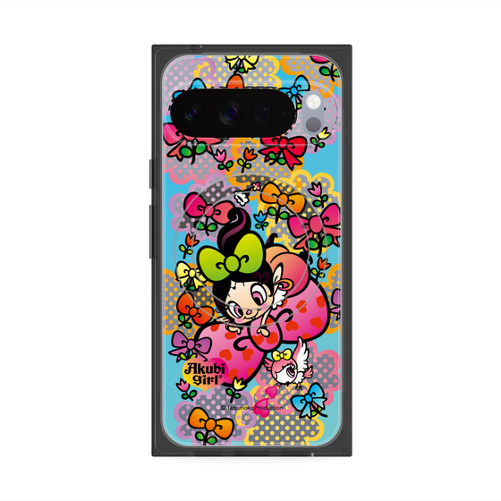 プレミアムスクエアケース with Pixelsnap［ アクビガール - フラワーリボン ］