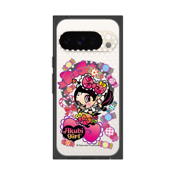 プレミアムスクエアケース with Pixelsnap［ アクビガール - キャンディーリボン ］
