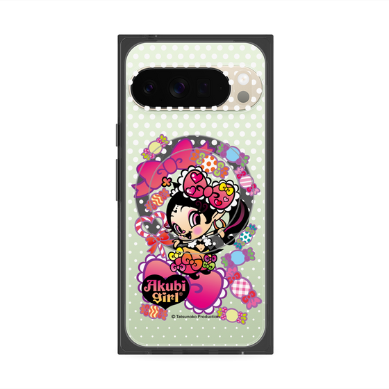 プレミアムスクエアケース with Pixelsnap［ アクビガール - キャンディーリボン ］