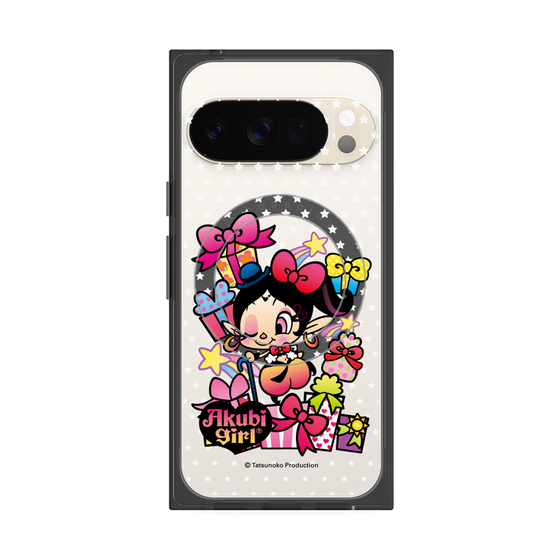 プレミアムスクエアケース with Pixelsnap［ アクビガール - プレゼントリボン ］