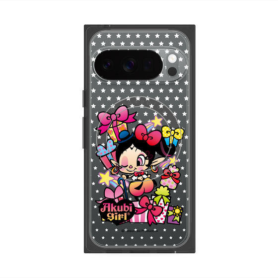 プレミアムスクエアケース with Pixelsnap［ アクビガール - プレゼントリボン ］