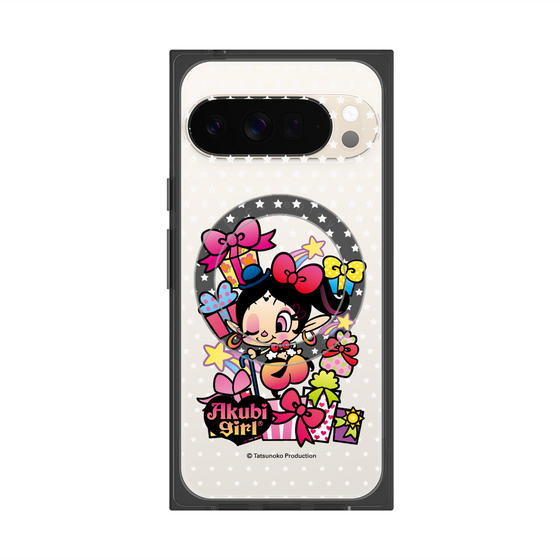 プレミアムスクエアケース with Pixelsnap［ アクビガール - プレゼントリボン ］