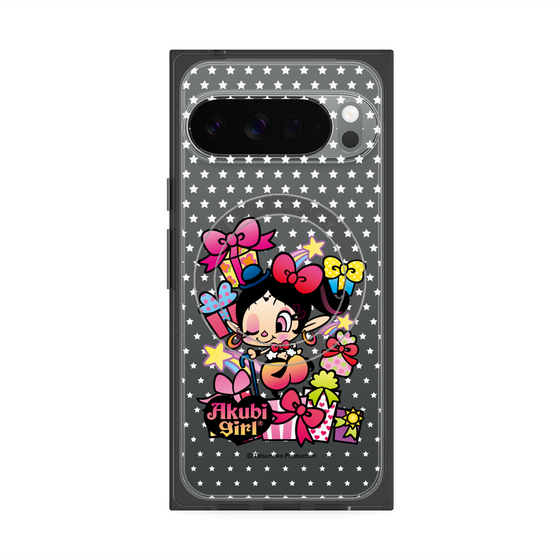 プレミアムスクエアケース with Pixelsnap［ アクビガール - プレゼントリボン ］
