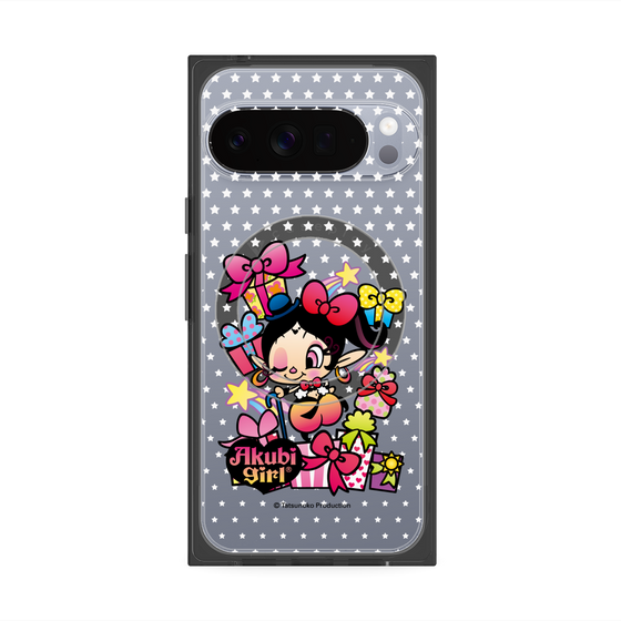 プレミアムスクエアケース with Pixelsnap［ アクビガール - プレゼントリボン ］