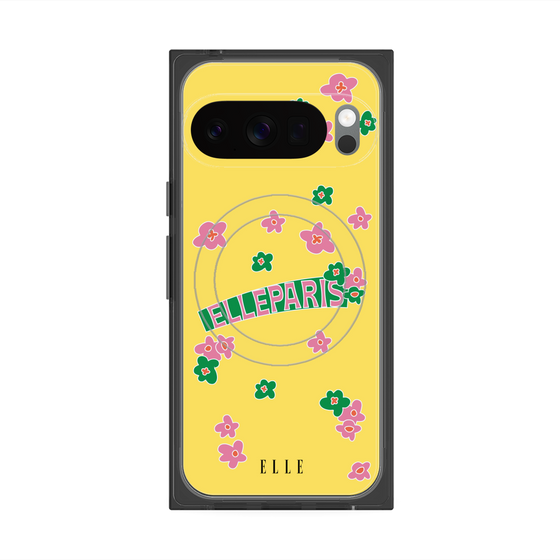 プレミアムスクエアケース with Pixelsnap［ ELLE - フラワー ］