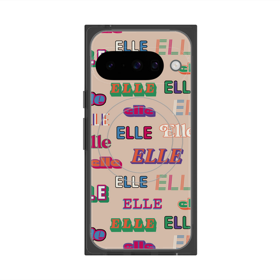 プレミアムスクエアケース with Pixelsnap［ ELLE - ミックスロゴ ］