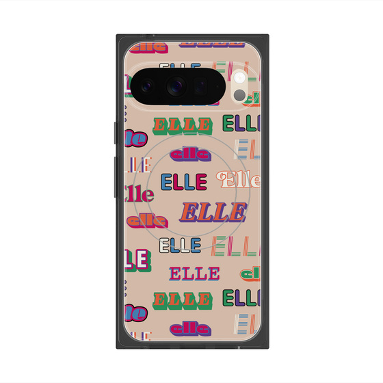プレミアムスクエアケース with Pixelsnap［ ELLE - ミックスロゴ ］