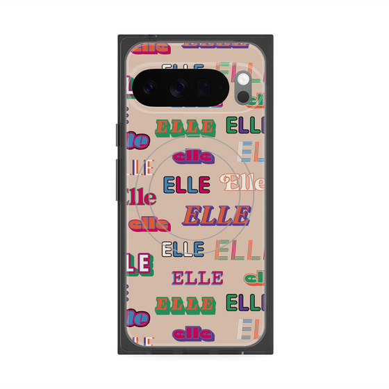 プレミアムスクエアケース with Pixelsnap［ ELLE - ミックスロゴ ］