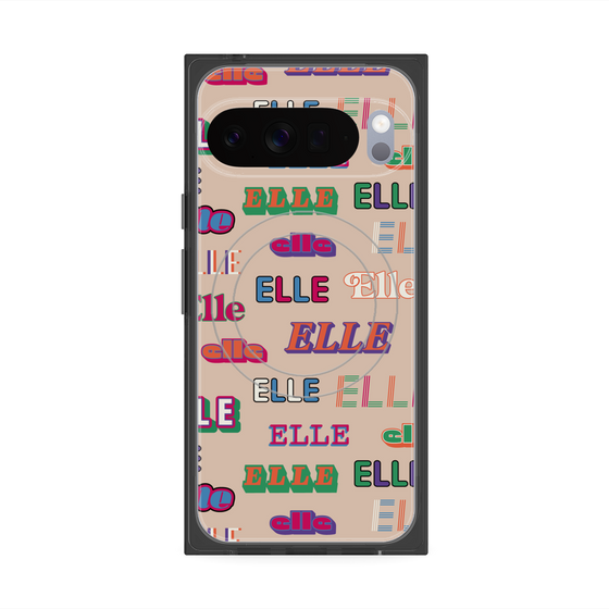 プレミアムスクエアケース with Pixelsnap［ ELLE - ミックスロゴ ］
