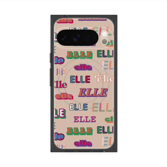 プレミアムスクエアケース with Pixelsnap［ ELLE - ミックスロゴ ］