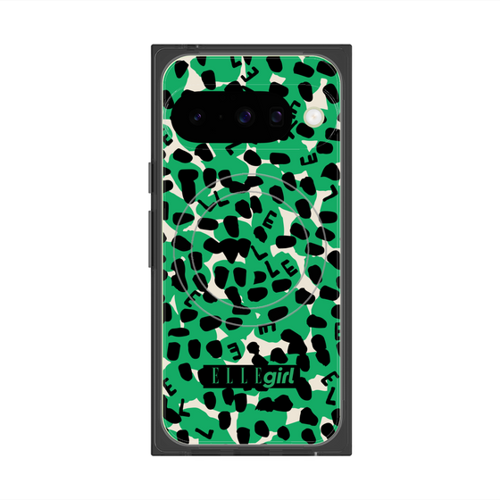 プレミアムスクエアケース with Pixelsnap［ ELLEgirl - レオパード - Green ］