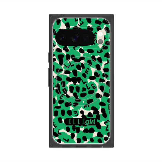 プレミアムスクエアケース with Pixelsnap［ ELLEgirl - レオパード - Green ］
