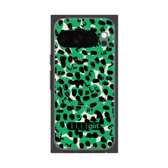 プレミアムスクエアケース with Pixelsnap［ ELLEgirl - レオパード - Green ］