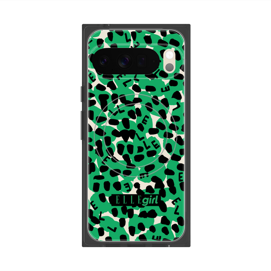 プレミアムスクエアケース with Pixelsnap［ ELLEgirl - レオパード - Green ］