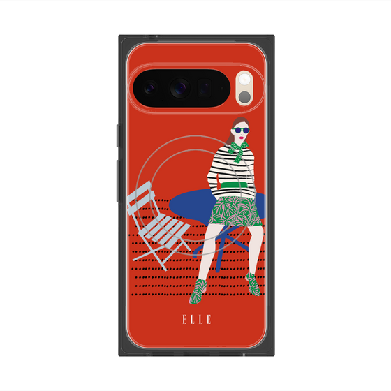 プレミアムスクエアケース with Pixelsnap［ ELLE - パリジェンヌ - レッド ］
