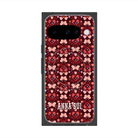 プレミアムスクエアケース with Pixelsnap［ ANNA SUI - バタフライハーツ - レッド ］