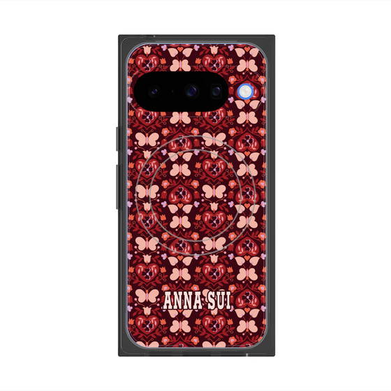 プレミアムスクエアケース with Pixelsnap［ ANNA SUI - バタフライハーツ - レッド ］