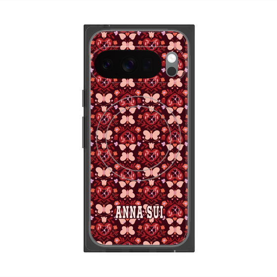 プレミアムスクエアケース with Pixelsnap［ ANNA SUI - バタフライハーツ - レッド ］