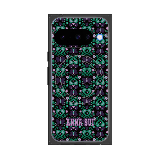 プレミアムスクエアケース with Pixelsnap［ ANNA SUI - バタフライハーツ - グリーン ］