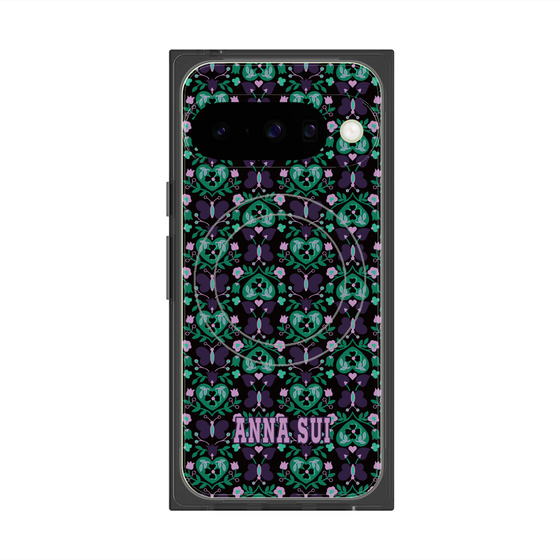 プレミアムスクエアケース with Pixelsnap［ ANNA SUI - バタフライハーツ - グリーン ］