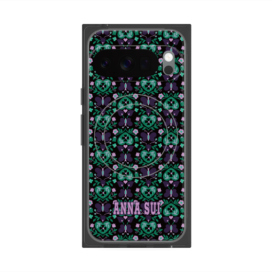 プレミアムスクエアケース with Pixelsnap［ ANNA SUI - バタフライハーツ - グリーン ］
