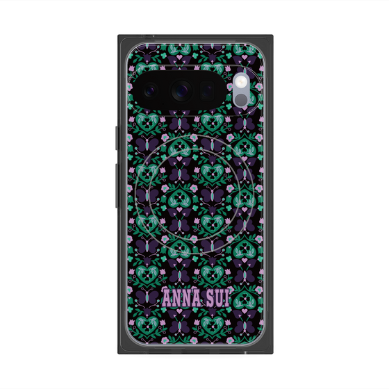 プレミアムスクエアケース with Pixelsnap［ ANNA SUI - バタフライハーツ - グリーン ］