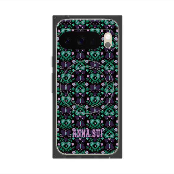 プレミアムスクエアケース with Pixelsnap［ ANNA SUI - バタフライハーツ - グリーン ］