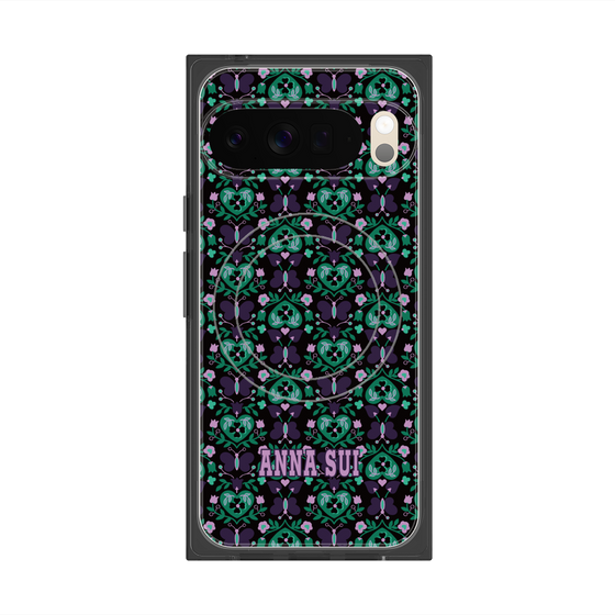 プレミアムスクエアケース with Pixelsnap［ ANNA SUI - バタフライハーツ - グリーン ］