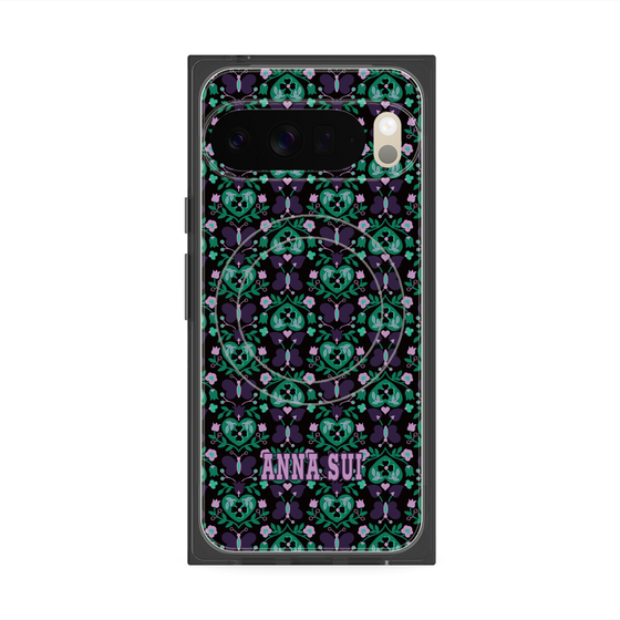 プレミアムスクエアケース with Pixelsnap［ ANNA SUI - バタフライハーツ - グリーン ］