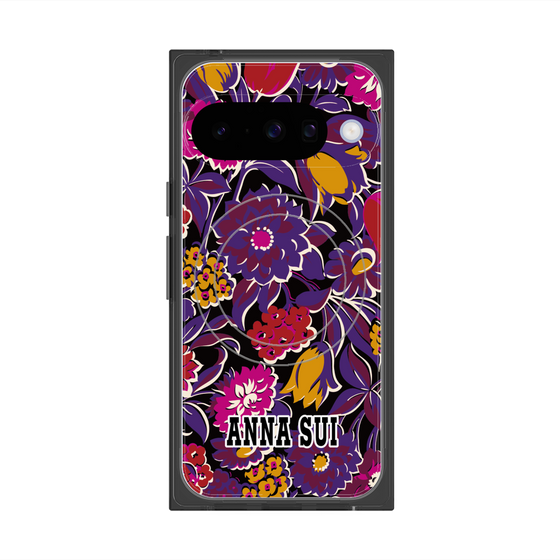 プレミアムスクエアケース with Pixelsnap［ ANNA SUI - ガーデンフワラー - マゼンタ ］