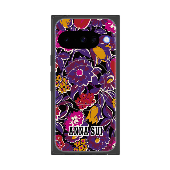 プレミアムスクエアケース with Pixelsnap［ ANNA SUI - ガーデンフワラー - マゼンタ ］