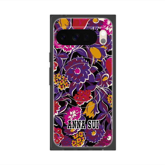 プレミアムスクエアケース with Pixelsnap［ ANNA SUI - ガーデンフワラー - マゼンタ ］
