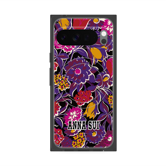 プレミアムスクエアケース with Pixelsnap［ ANNA SUI - ガーデンフワラー - マゼンタ ］