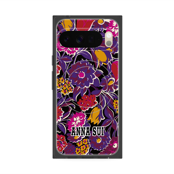 プレミアムスクエアケース with Pixelsnap［ ANNA SUI - ガーデンフワラー - マゼンタ ］