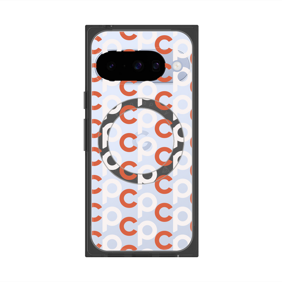 プレミアムスクエアケース with Pixelsnap［ オリジナル - CASEPLAYイニシャル総柄 - オレンジ ］